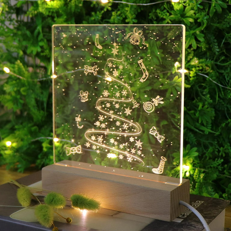 Acrylic photo holder + wooden base + light (star)