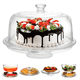 thumbnail image 1 of Soporte de Plástico para Pasteles Joey'z con Tapa Abovedada, Bandeja Grande Transparente 6 en 1, Recipiente Acrílico para Ensalada y Postre, Base de 29 Cm, Cúpula de 27 Cm y Profundidad de 10 Cm., 1 of 10
