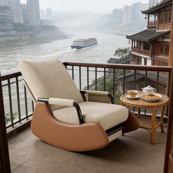 Relaxing Glider Rocking Chair with Ottoman for Living Room, Comfortable Upholstered Chair with Footrest for Reading, Napping, and Watching Movies, Modern Design, Beige