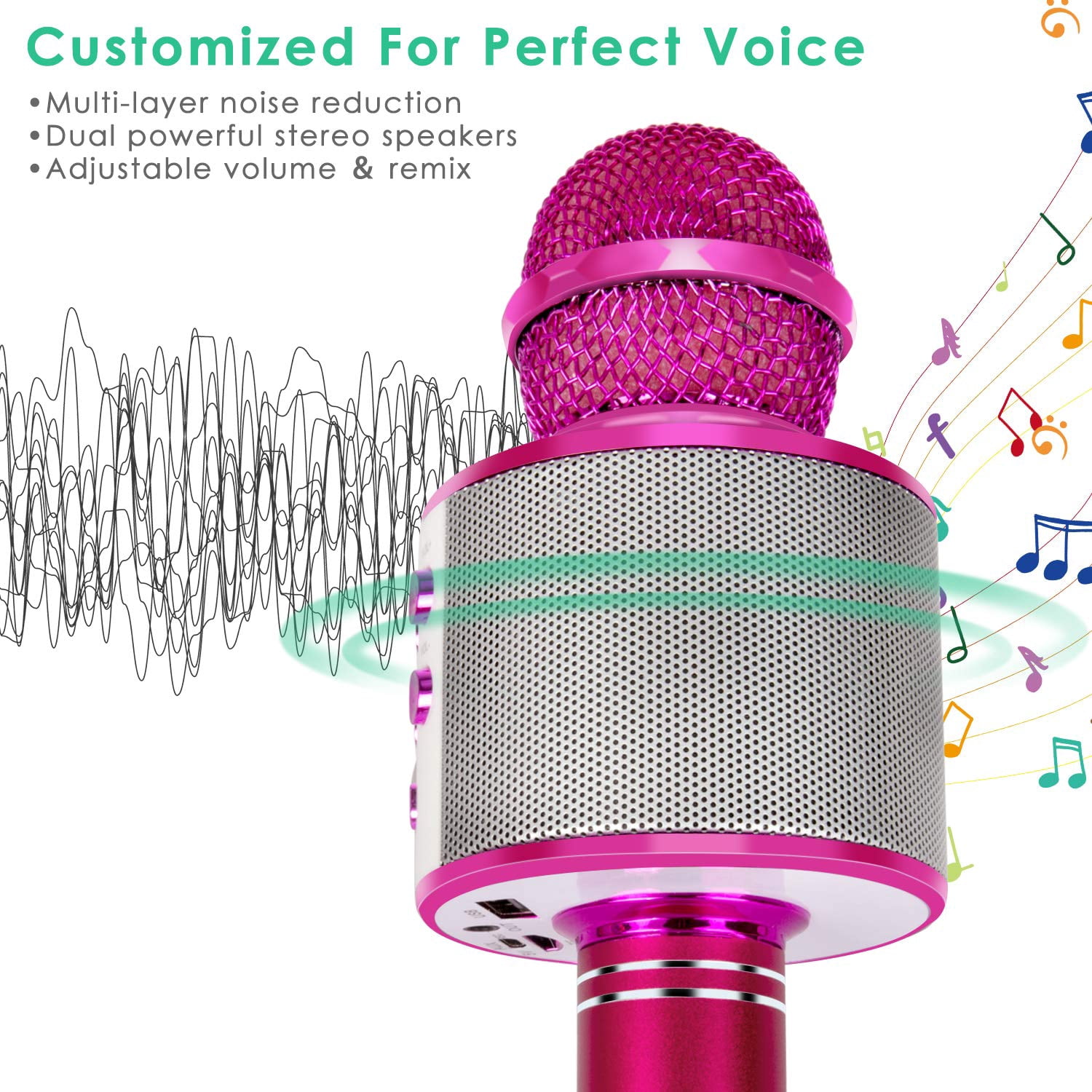 DAKIMOE Wireless Bluetooth Karaoke Microphone, Portable Handheld Singing Microphone for Kids Adults with Stereo Speaker and Voice Changer for All Smartphones, Gifts for Girls Kids Adults, Purple