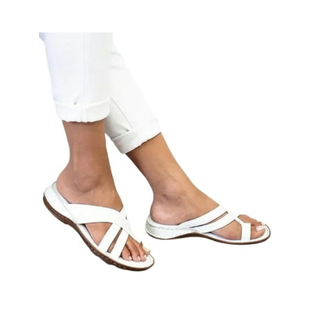 

Tenmix Women s Ladies Wedges Casual Orthopedic Sanals Toe Ring Sandals Flat Slippers Beach Shoes