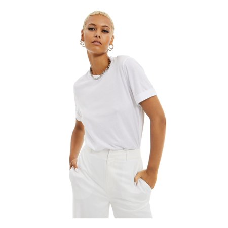 DANIELLE BERNSTEIN Womens White Heather Short Sleeve Crew Neck T-Shirt XL