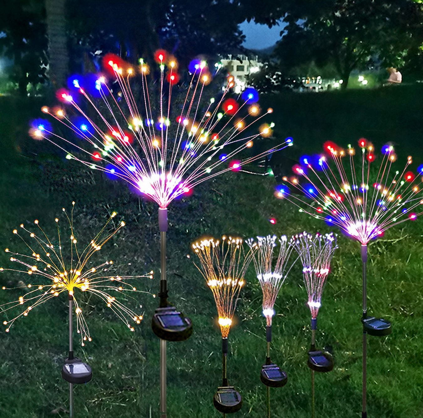 Solar Garden Lights Solar Firework Lights 120 LED 2 Pack, Waterproof Solar Lights Outdoor Garden Fairy for Outside Landscape, Yard Decor, Lawn, Patio, Christmas Decoration Parties (Warm White)