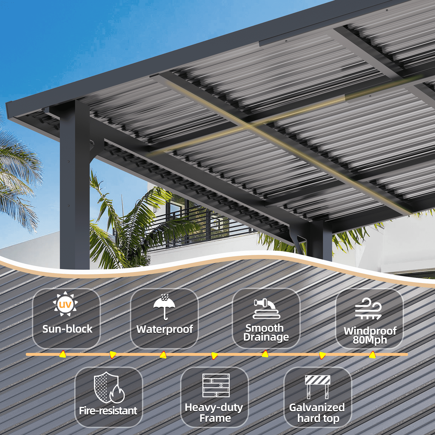 AECOJOY 5' x 8' Hardtop Gazebo, Heavy Duty Outdoor Gazebo with Galvanized Steel Sloping Roof, All Weatherproof Metal Gazebo Featuring Vertical Stripes for Patio, Backyard, and Lawns