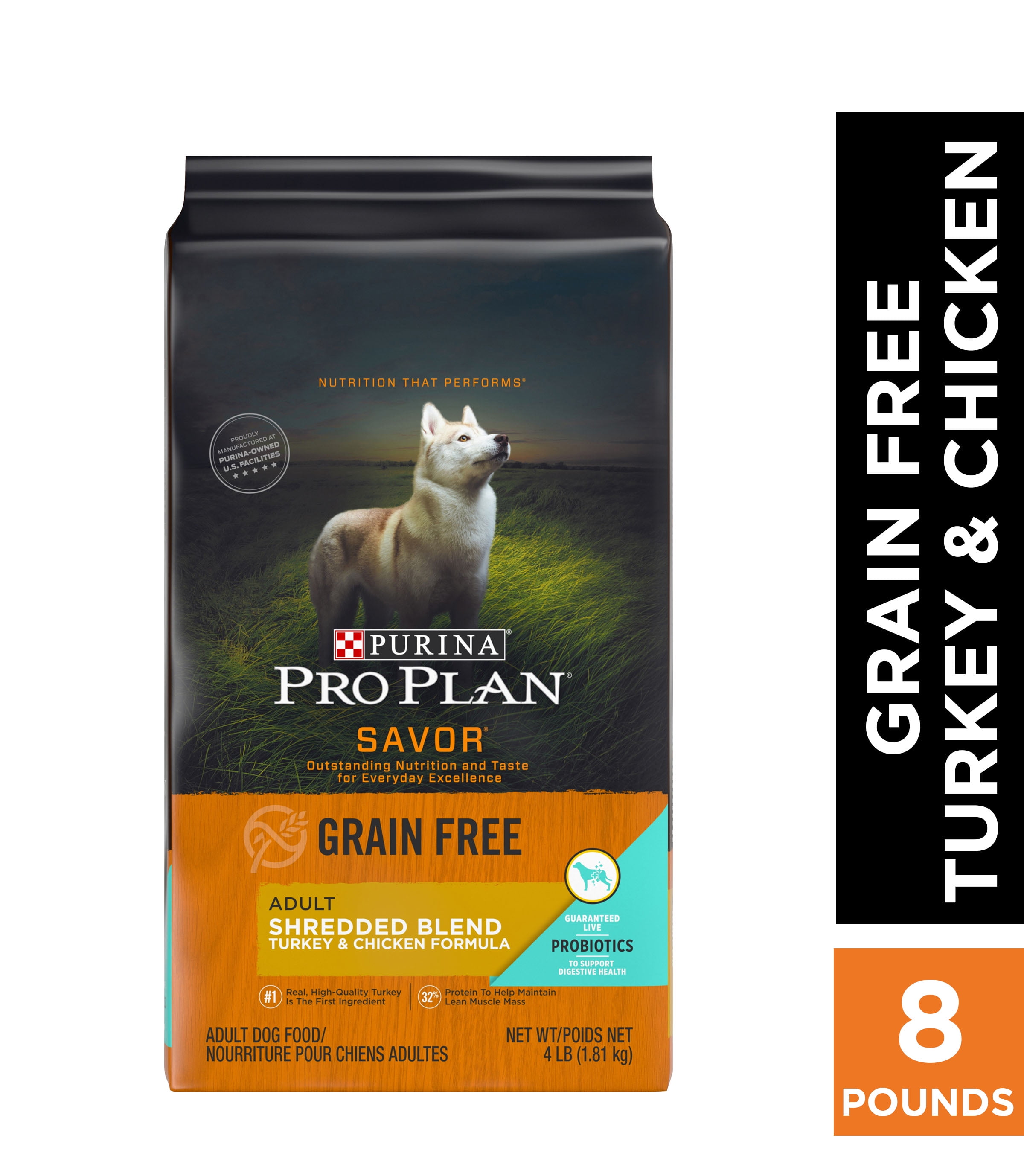Purina Pro Plan With Probiotics, Grain Free, High Protein Dry Dog Food, SAVOR Shredded Turkey