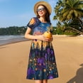 thumbnail image 4 of Easygdp Cosmic Irises At Twilight para Vestido Transpirable de Mujer, Vestido Suelto de Manga Corta con Pliegues y Bolsillos para el Verano, 4 of 6