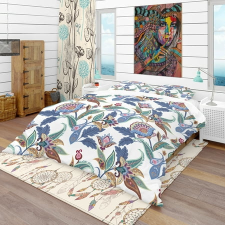 Designart 'Fantasy Flowers Paisley Pattern' Vintage Duvet Cover Set