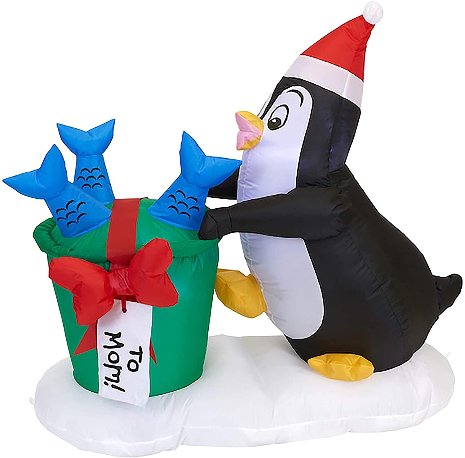 4 1/2' Gemmy Airblown Inflatable Penguin w/ Gift Scene Christmas Yard