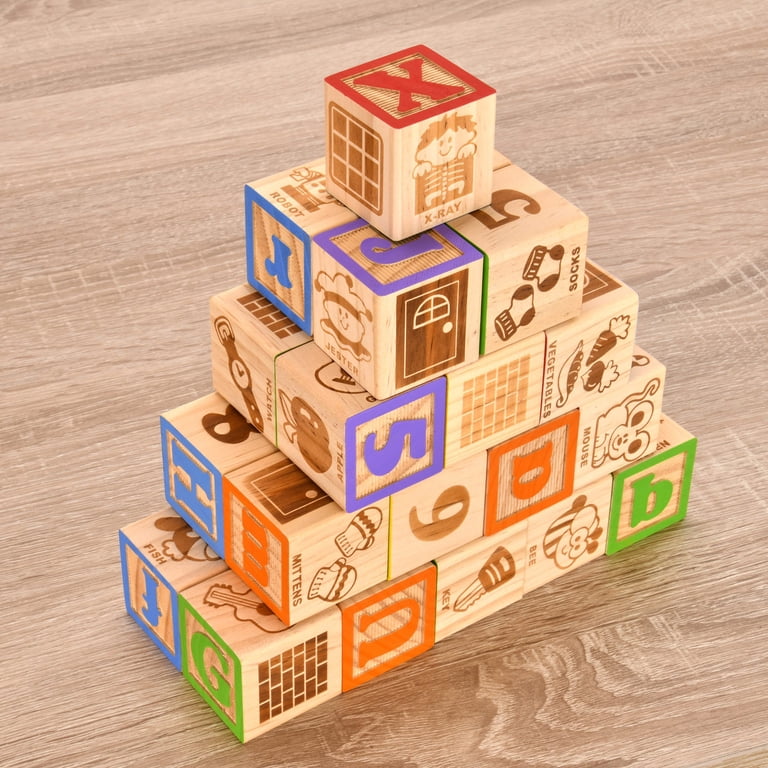 Spark. Create. Imagine. 30-Piece Real Wood Alphabet Blocks
