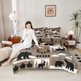 thumbnail image 4 of Feelyou Rustic Bear Deer Bedding Comforter Set, Hunting Wildlife Twin Comforter Sets, Vintage Patchwork Plaid Reversible Bedding Set, Lightweight Room Decor, 2-Piece, 4 of 8