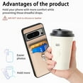 thumbnail image 6 of Allytechgroup Cards Holder Wallet Case for Apple Google Pixel 7, PU Leather Slim Fit Shell Vintage Cards Slots Ring Holder Stand Easy Grip Phone Case for Google Pixel 7, Khaki, 6 of 7