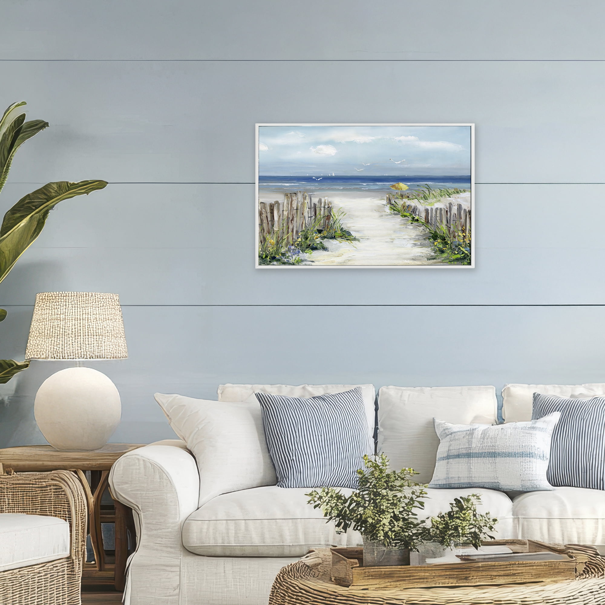 Stupell Industries Sunlit Dune Path To Ocean White Framed Giclee Art, design by Sally Swatland