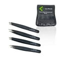 thumbnail image 1 of Precision Personal Grooming Set Stainless Steel Luxury Tweezers + Nail Scissor Perfect for Ingrown Hair, Eyebrow Hair, Nose and Facial Hairs Great for Splinters (Black), 1 of 5