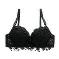 thumbnail image 1 of Wuffmeow Women Large Size Gather Bra Breathable Sexy Lace Solid Colos Bras, 1 of 6