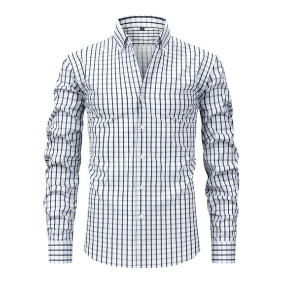Kaemgyyd Men's Plaid Button down Shirts Plus Size Casual Long Sleeve Dress Shirts Fashion Collared Business Office Tops