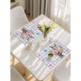 thumbnail image 5 of Easter Bunny Placemats Set of 8, Cute Rabbits Spring Daisy Flowers Blue Plaid Placemats for Dining Table, Place Mats for Kitchen Tabletop, Waterproof Wipeable Dining Table Mats Set, 5 of 9
