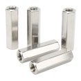 thumbnail image 1 of Hex Coupling Nut, Silver M10 Hex Coupling Nut 6 Sides 5Pcs  For Studs, 1 of 8