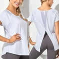 thumbnail image 5 of WNEGSTG Shirts for Women Sports Breathable Loose T Shirt Relaxed Fit Yoga Wear Running Vent Top White, 5 of 5