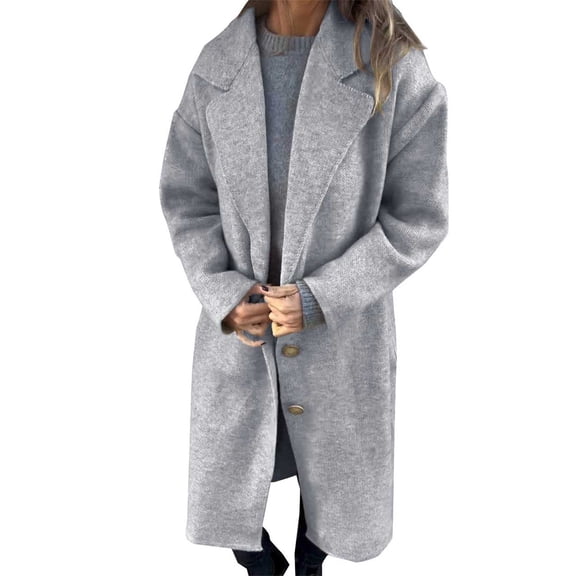 Niaviben Pea Coats for Women Warm Winter Coats for Women Long Winter Coat Women Shirts Casual Woman Coat Dress Coats for Women Ladies Jackets Gray 3XL