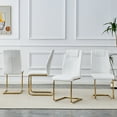 thumbnail image 3 of Set of 4 Modern Dining Chairs, White PU Faux Leather Padded Seat with Metal Legs for Dining Room, 3 of 10