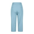 thumbnail image 4 of Yubnlvae Women's High-Waist Crop Work Pants for Summer Casual & Yoga Fashionable Elastic Waist Slacks with Side Slits for Women (Sky Blue | M), 4 of 6