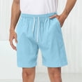 thumbnail image 2 of Youmylove Leisure Mens Shorts Mens Summer Shorts Elastic Waist Drawstring Beach Shorts Solid Color Loose Shorts With Pockets Classic Relaxed Fit Short, 2 of 5