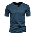 thumbnail image 2 of PMVFHDE Men T Shirts Summer Fashion Daily Casual Button Placket Short Sleeve Crew Neck Soft Blouse Comfortable Top, 2 of 5