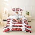 thumbnail image 2 of Castle Fairy Retro Fire Truck Twin Bedding for Teens, Classic Vehicle Print Duvet Cover Set for Bedroom, Red White,2pcs,No Comforter, 2 of 6