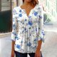 thumbnail image 2 of Camisetas de Cuello en V Mujeres, Impreso 3/4 Manga Blusa Casual Hecha de Cómodo Estante de Imitación para Toda la Temporada de Uso Diario, Camisetas Casuales de Mujer, 2 of 5