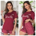thumbnail image 5 of Short Sleeve Cotton Pajamas Sets for Women 2pc Women's Shorts Pajama Set Women's Cat Print Pajama Set Womens Summer Pajamas Sets Soft Loungewear Sets for Women, S-XXL, 5 of 13