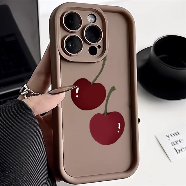 Cute Phone Case For iPhone 15 Pro Max Case iPhone 11 12 13 14 Pro Max XS X XR 7 8 Plus SE Soft Shockproof Bowknot Cherry Cover 5RI41 For iPhone 12