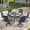 Black-Blue, variant on Vicllax 5-Pcs Round Outdoor Patio Dining Set Table and Chair Modern Style Metal, with Umbrella Hole
