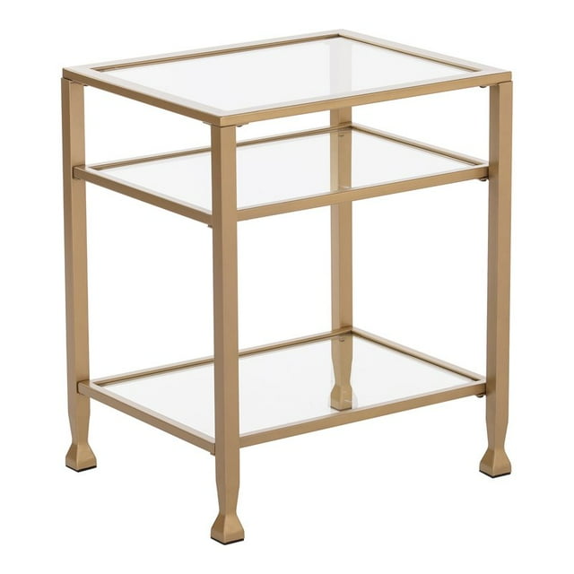 SEI Furniture Jaymes Gold Metal and Glass End Table in Soft Gold