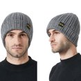 thumbnail image 4 of Gorro de invierno con forro de satén para mujer y hombre, gorro holgado con forro de seda para invierno, gorro de punto cálido con puños, 4 of 5