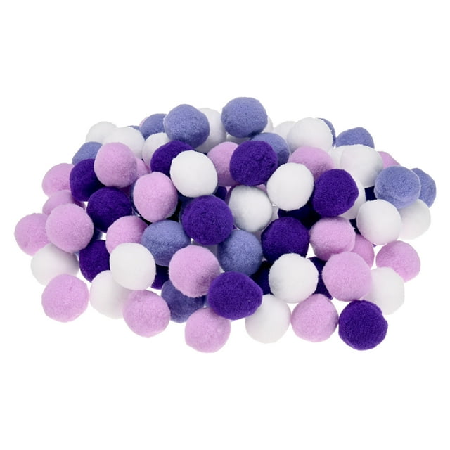 Uxcell 100-Pack Pom Poms para Manualidades, 1.18" (30mm) Poliéster Serie Púrpura Suave y Esponjoso Pompones Multicolores