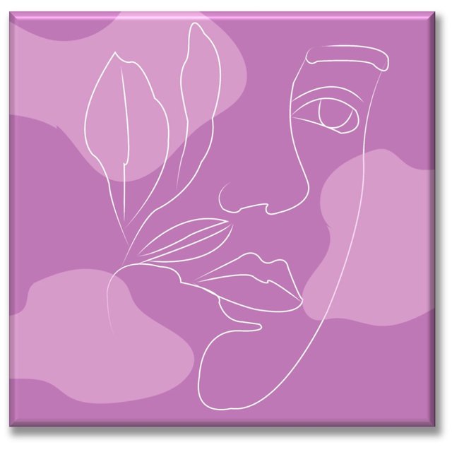 Cuadro Canva Listo Para Colgar Tipo Galería Retrato Lila 80X80 cm