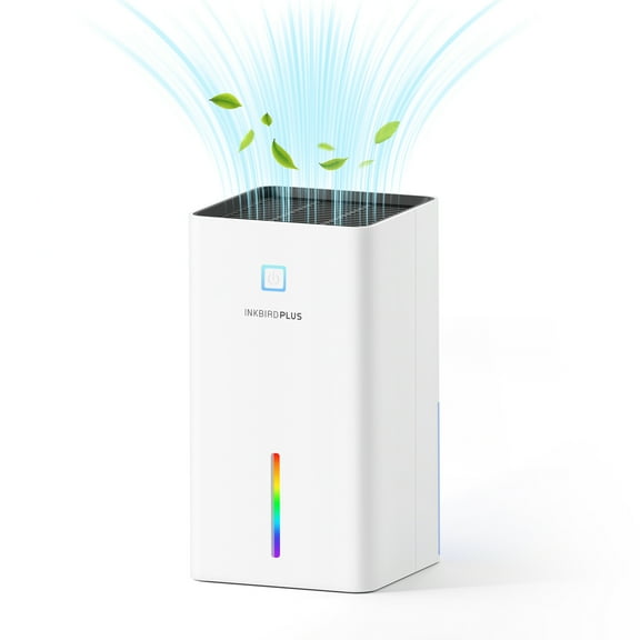 INKBIRDPLUS Dehumidifier for Home, 7 Colors Nightlight, 1100 ml Water Tank, Ultra Quiet Sleep Mode, for Wardrobe, Basement, Bathroom, RV, Bedroom, Cabinet, and Spaces up to 3000 CFT (300 sq.f