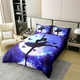 thumbnail image 2 of 100% Cotton Ballet Bedding Set King Size,Ballet Dancer Duvet Cover,Ballerina Comforter Cover,Dreamy Purple Blue Starry Sky Moon Butterfly Quilt Cover,Reversible（No Comforter）, 2 of 6