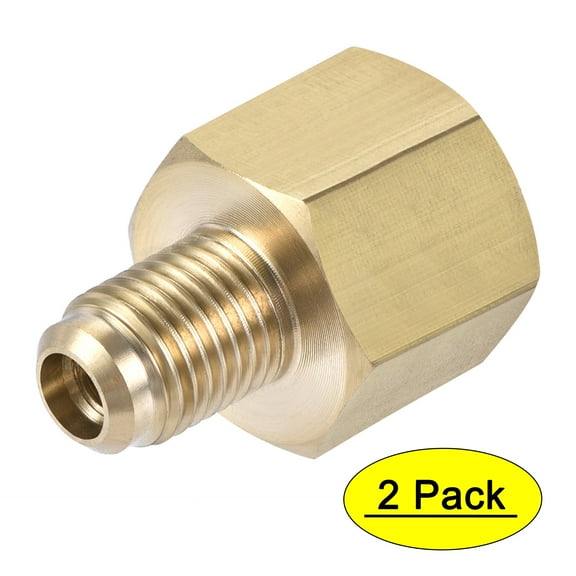 Uxcell 1/4 SAE Flare Male 3/8 SAE Female Thread Tubing Brass Pipe Fitting 2 Pack