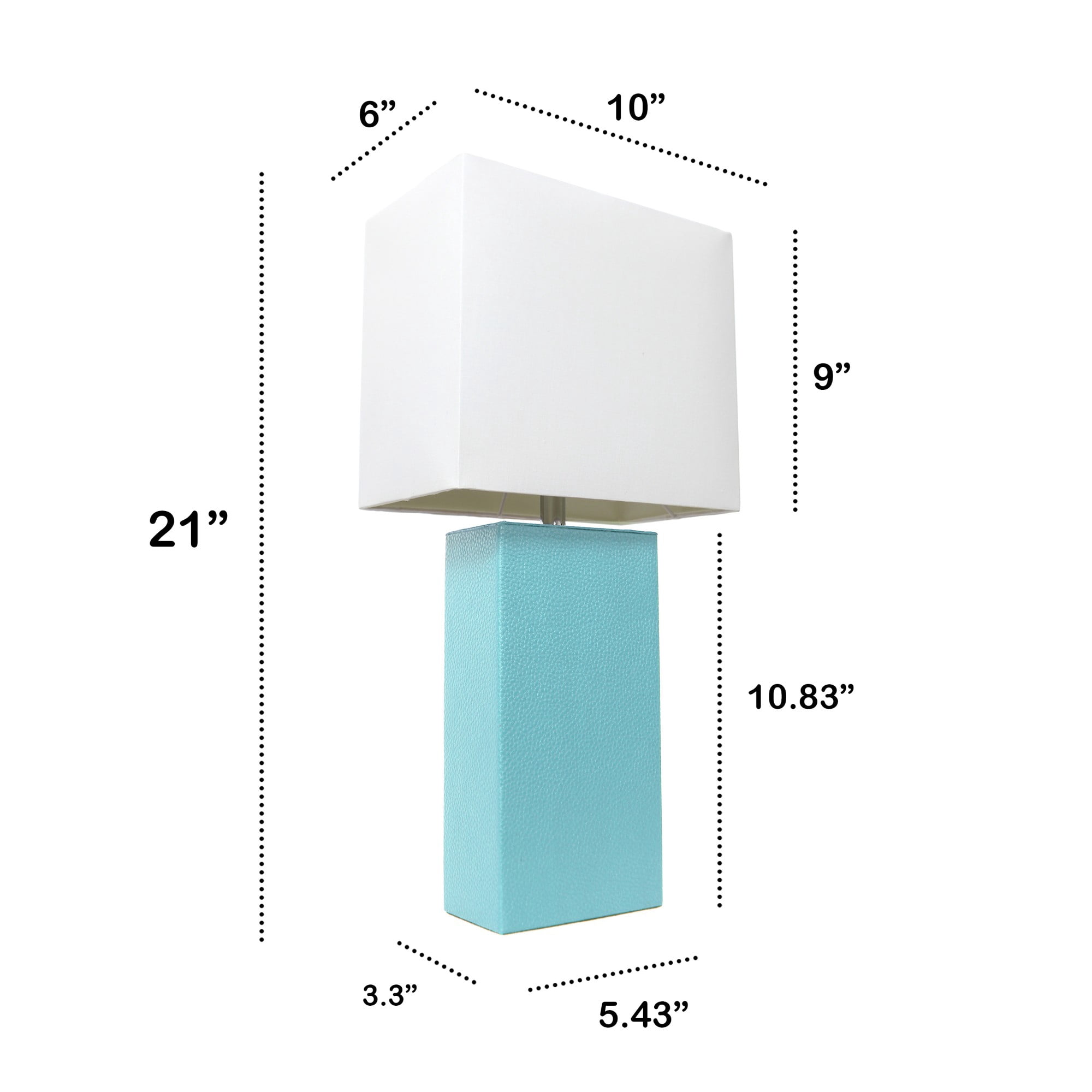 Mod Lighting and Decor Leather Wrapped Base Rectangular Table Lamps - 21" - Aqua Blue- Set of 2