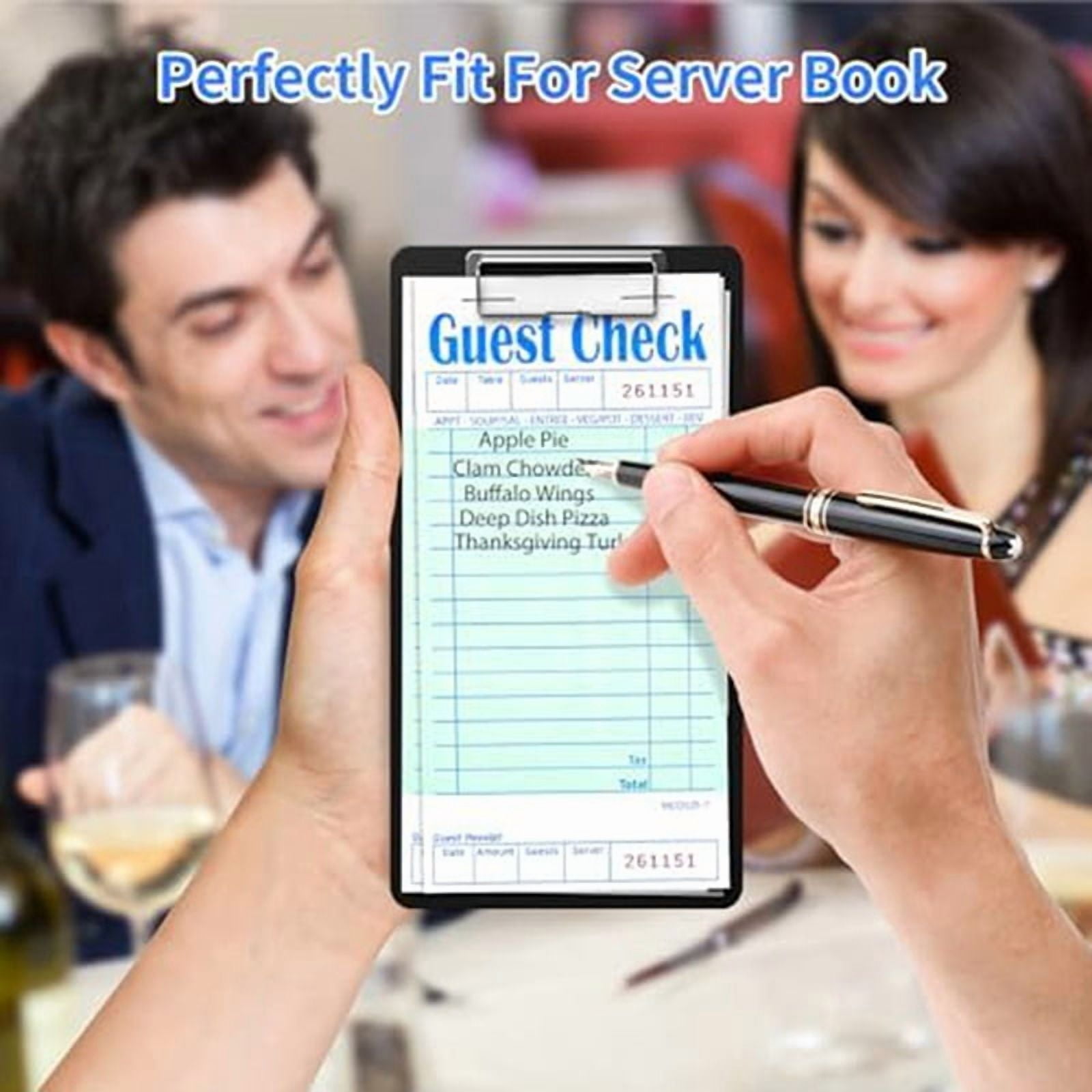 15 Pack Guest Check Books, Server Note Pads for Restaurant, Green Waiter Checkbook, Restaurant Order Pad 50 Sheets/Pack