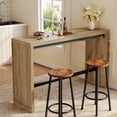 thumbnail image 4 of Finmind 55" Bar Table, Rectangular High Top Dining Kitchen Table Counter Height Pub Table with Metal Footrest, 4 of 9