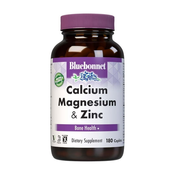 Bluebonnet Nutrition Calcium Magnesium Zinc Caplets, 180 Count