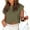 Army green, variant on Bat Sleeve Women's Short Sleeve Summer Curled Cropped Top Casual Round Neck Solid Color T-Shirt