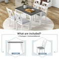 thumbnail image 5 of PORKISS Dining Table Set for 4, Solid Wood Dinner Table with 4 Padded Chairs, Kitchen Table Set for Home, Breakfast Nook, Cafeteria Dining Room, White+Gray, 5 of 10