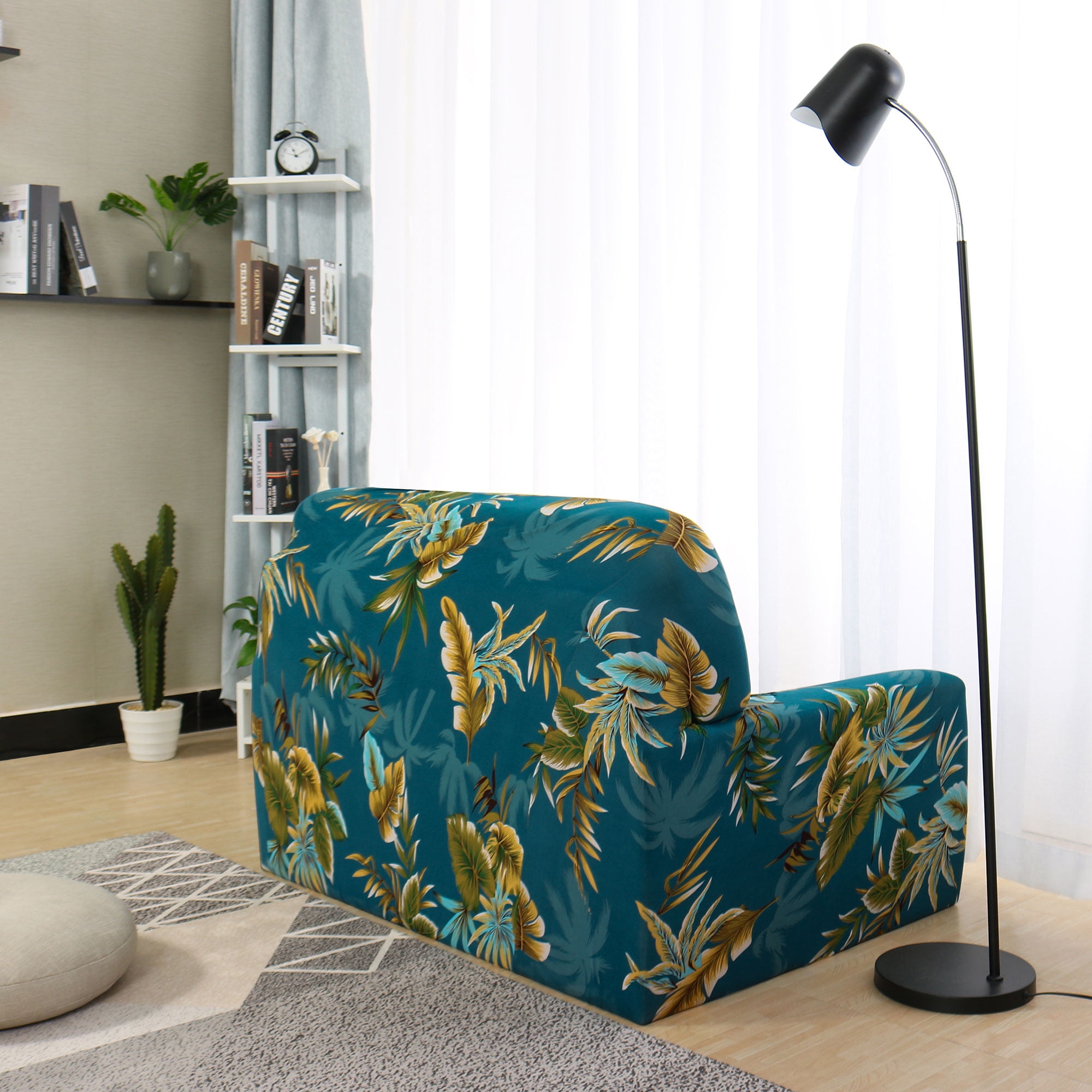 PiccoCasa 3 Seater Sofa Slipcover Floral Stretch Couch Cover, 69"-86", Dark Green
