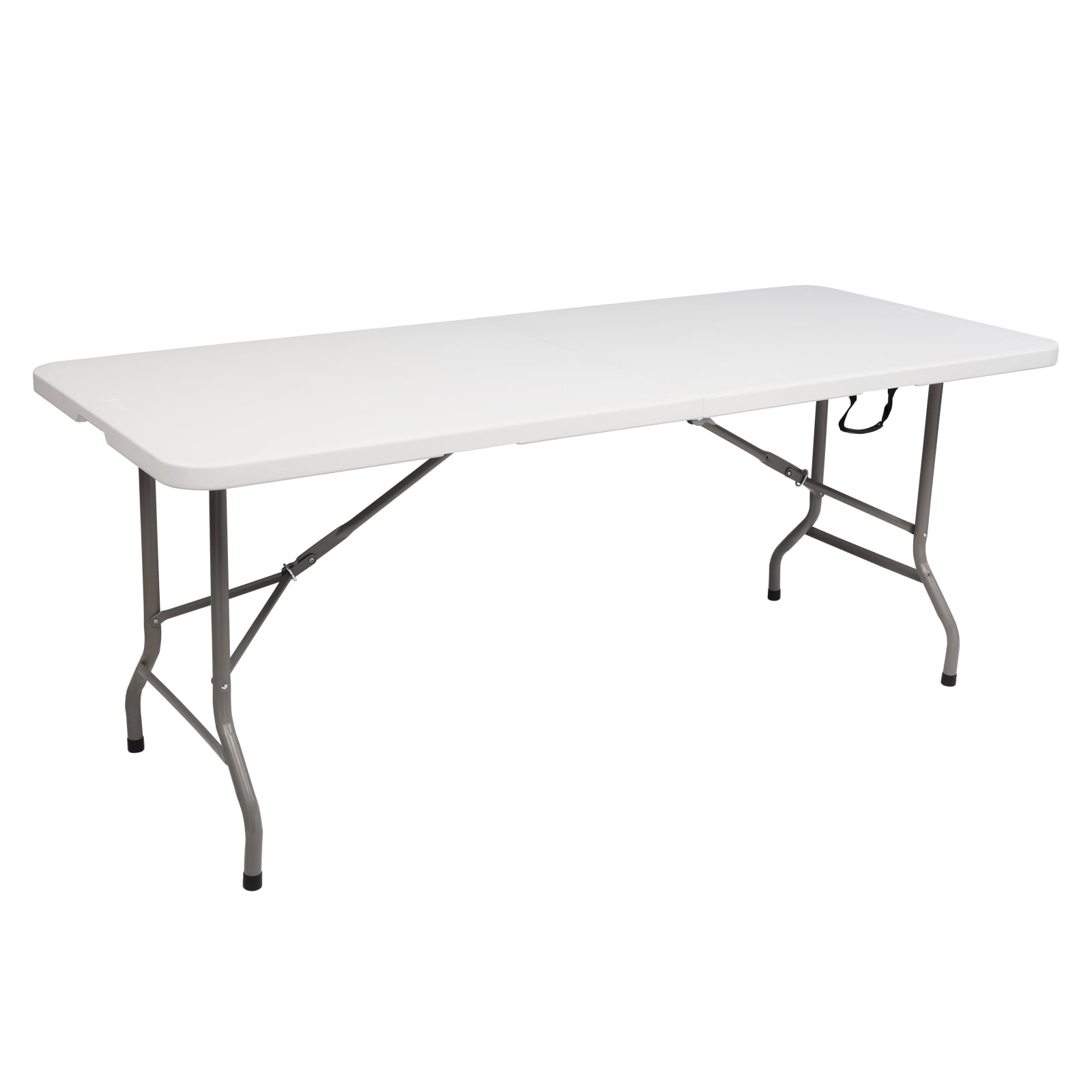 6FT Foldable Outdoor HDPE Long Table Sturdy Steel Frame White Portable Folding Dining Table Space Saving Picnic Camping Party Patio Buffet Activity Table
