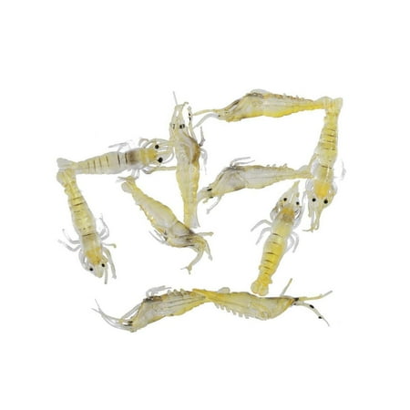 Aoanydony 10 pcs Soft Prawn Shrimp Lure Baits Simulation Fishing Lures Yellow