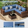 thumbnail image 5 of Poteban Patio Furniture Set 6 PCS Outdoor Sectional Conversation Sets Featuring Widen Wicker Armrests and High Back,Brown&Blue, 5 of 9