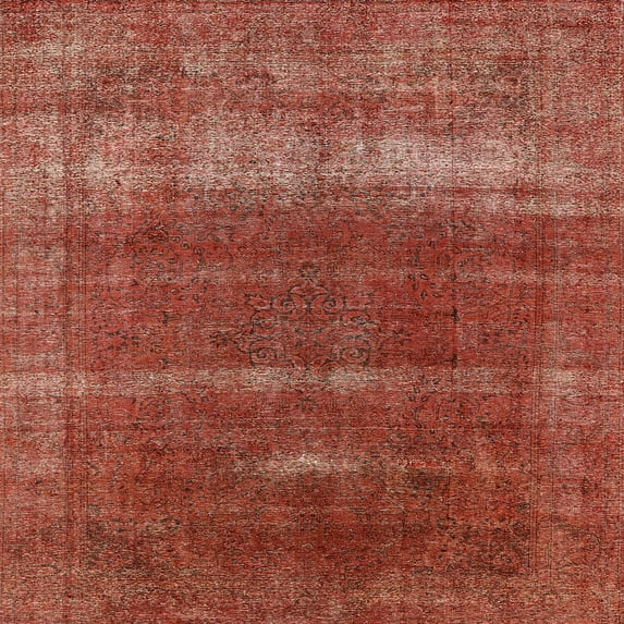 Ahgly Company Machine Washable Indoor Square Industrial Modern Orange Area Rugs, 5' Square